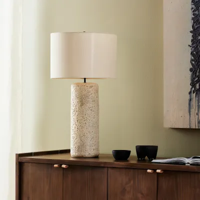 Ozer Table Lamp Reactive White Glaze