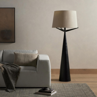 Ziggy Floor Lamp Hammered Black Aluminum