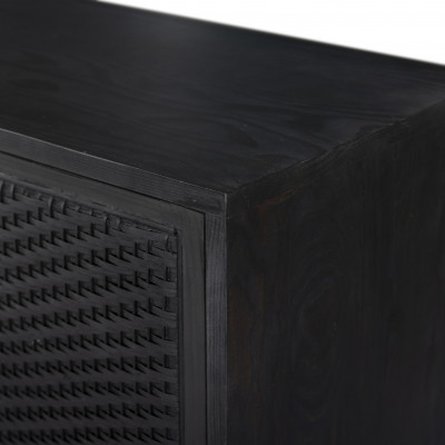 Levon Bar Cabinet Black Woven Rod Cane