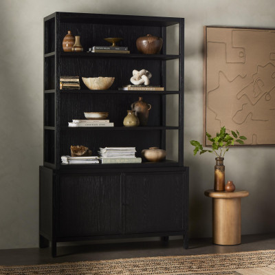 Hopkins Bookcase Brushed Ebony Oak Veneer