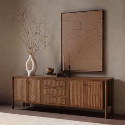 Veta Media Console Taupe Cane