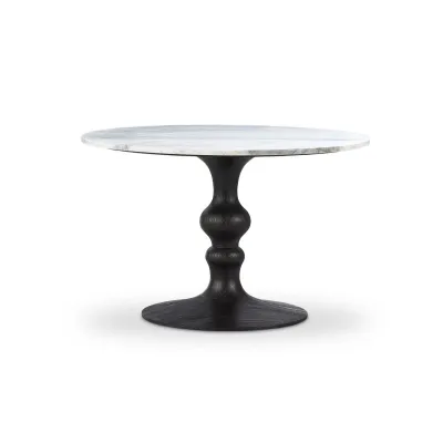 Kestrel Round Dining Table Dark Dark Anthracite W/ White Marble