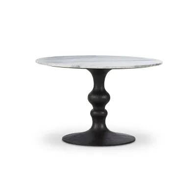 Kestrel Round Dining Table Dark Dark Anthracite W/ White Marble