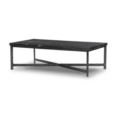 Hammered Iron Coffee Table Charcoal Marble Hammered Black Iron