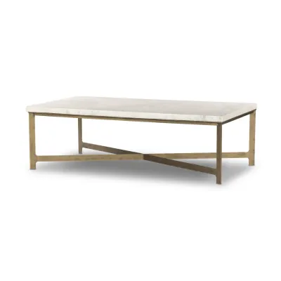 Hammered Iron Coffee Table White Marble Hammered Antique Brass