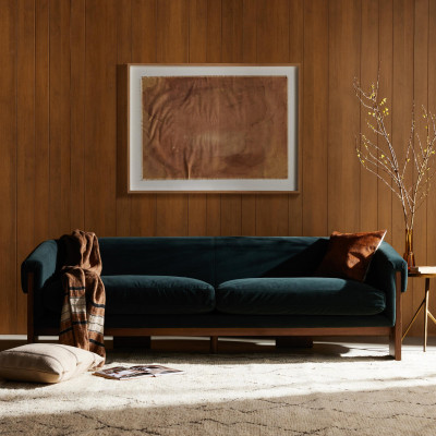 Cairo Sofa 90" Modern Velvet Smoke