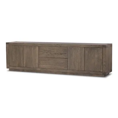 Warby Media Console Worn Oak Veneer