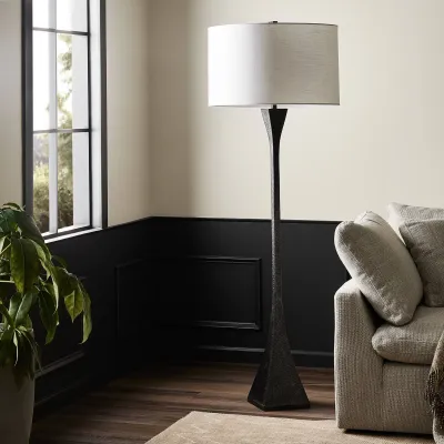 Tapered Forged Floor Lamp Forged Black