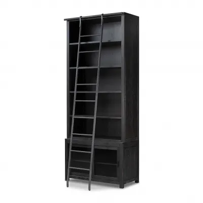 Admont Bookcase And Ladder Worn Blk