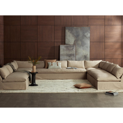 Grant Slipcover 5pc Sectional 174'' Taupe