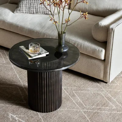 Ruben End Table Smoked Black Cast Glass