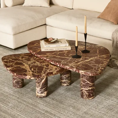 Zion Coffee Table Set Merlot Marble