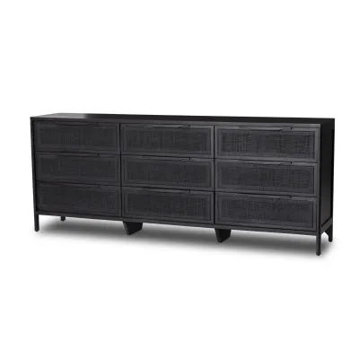 Sydney 9-Drawer Dresser Black Cane