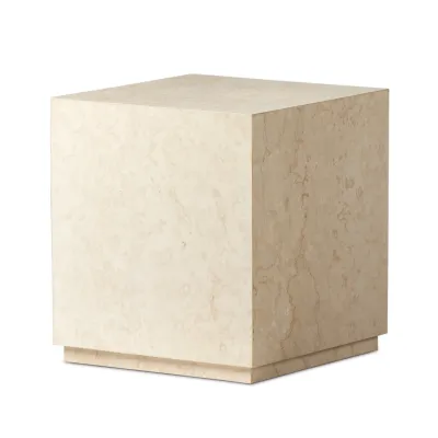 Oakland Square Outdoor End Table Outdoor Cream Marble