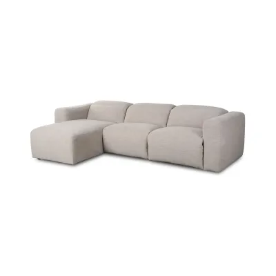 Radley Power Recliner 3-Piece Sectional W/ Chaise Laken Stone Left Chaise