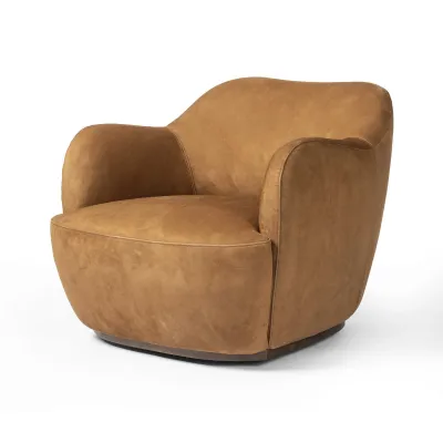 Julius Swivel Chair Nubuck Cognac