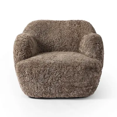 Julius Swivel Chair Taupe Shearling