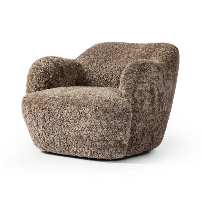 Julius Swivel Chair Taupe Shearling