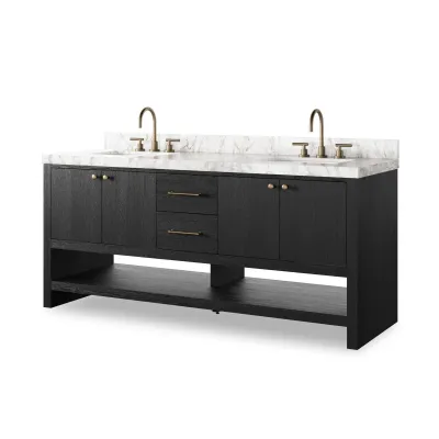 Anthem Double Vanity Black Wash Oak Veneer