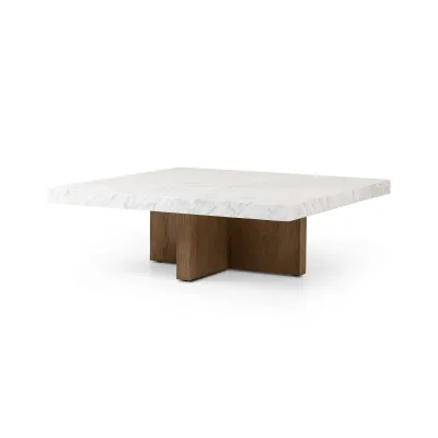 Bellamy Square Coffee Table White Carrara Marble