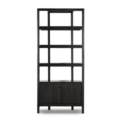 Reza Bookcase Worn Black Acacia