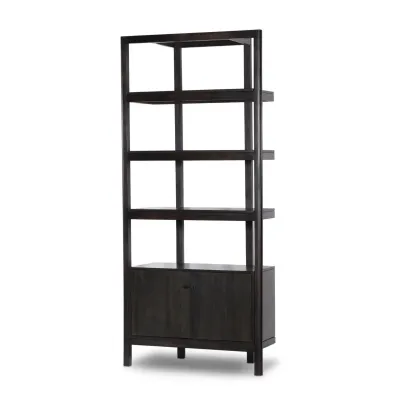 Reza Bookcase Worn Black Acacia