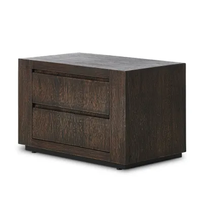 Abaso Nightstand Ebony Rustic Wormwood Oak