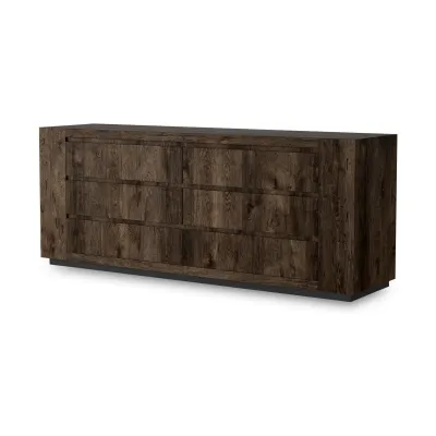 Abaso 6 Drawer Dresser Ebony Rustic Wormwood Oak