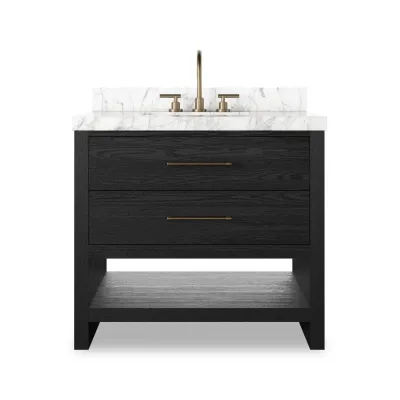 Anthem Single Vanity Black Wash Oak Veneer