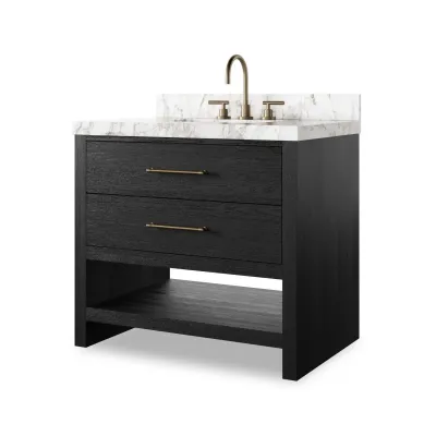 Anthem Single Vanity Black Wash Oak Veneer