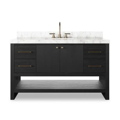 Anthem Single Wide Vanity Black Wash Oak Veneer