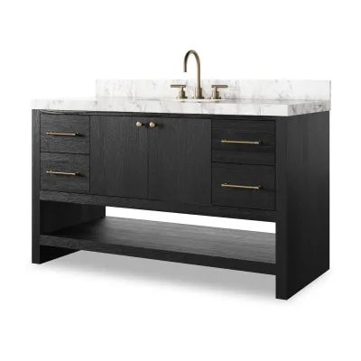 Anthem Single Wide Vanity Black Wash Oak Veneer