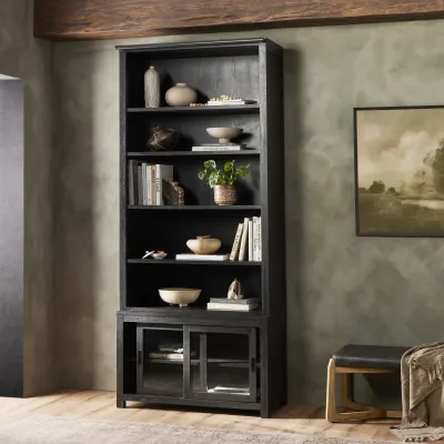 Admont Bookcase Worn Black Veneer