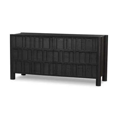 Ezri 6 Drawer Dresser Carved Black Oak Black Oak