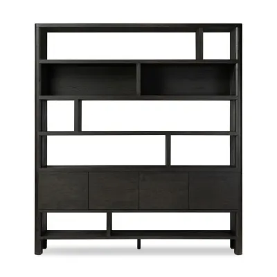 Noeline Wide Bookcase Smoked Black Oak