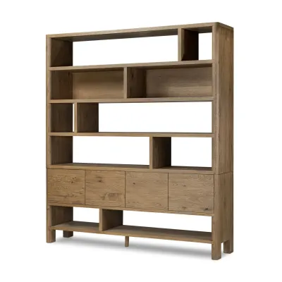 Noeline Wide Bookcase Worn Oak