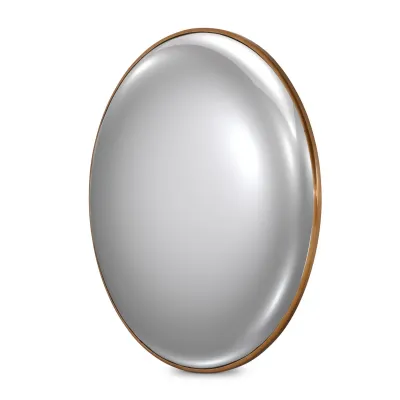 Convex Wall Round Mirror Vintage Brass