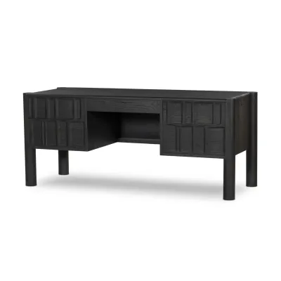 Ezri Desk Carved Black Oak Black Oak