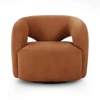 Mazie Swivel Chair Nubuck Cognac