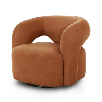 Mazie Swivel Chair Nubuck Cognac