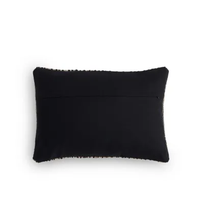Handwoven Stripe Wool Pillow Black Wool