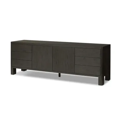 Noeline Media Console Smoked Black Oak Veneer