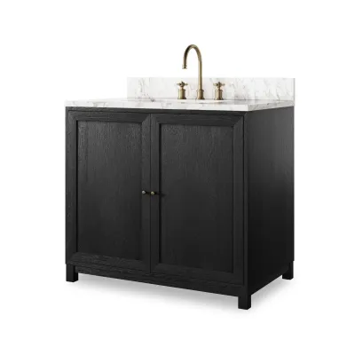 Millie Single Vanity Satin Drifted Black Veneer