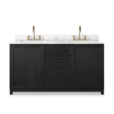 Millie Double Vanity Satin Drifted Black Veneer