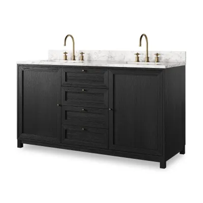 Millie Double Vanity Satin Drifted Black Veneer