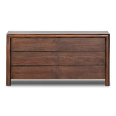 Nigel 6 Drawer Dresser Rustic Brown Acacia