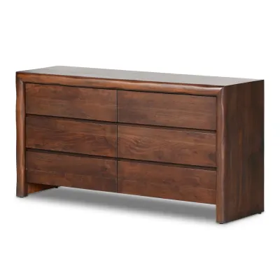 Nigel 6 Drawer Dresser Rustic Brown Acacia