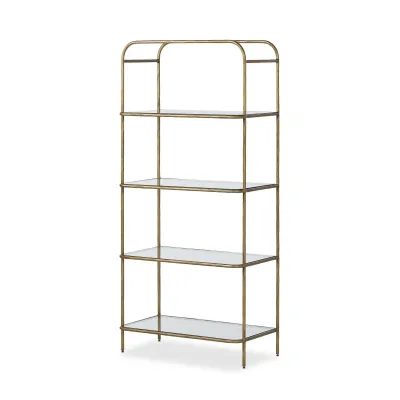 Swinton Bookcase Hammered Aged Brass 82"