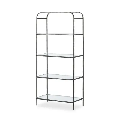 Swinton Bookcase Hammered Gunmetal 82"