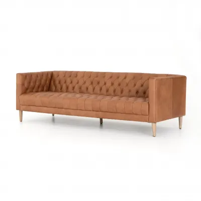 Williams Leather Sofa 90" Natural Washed Camel